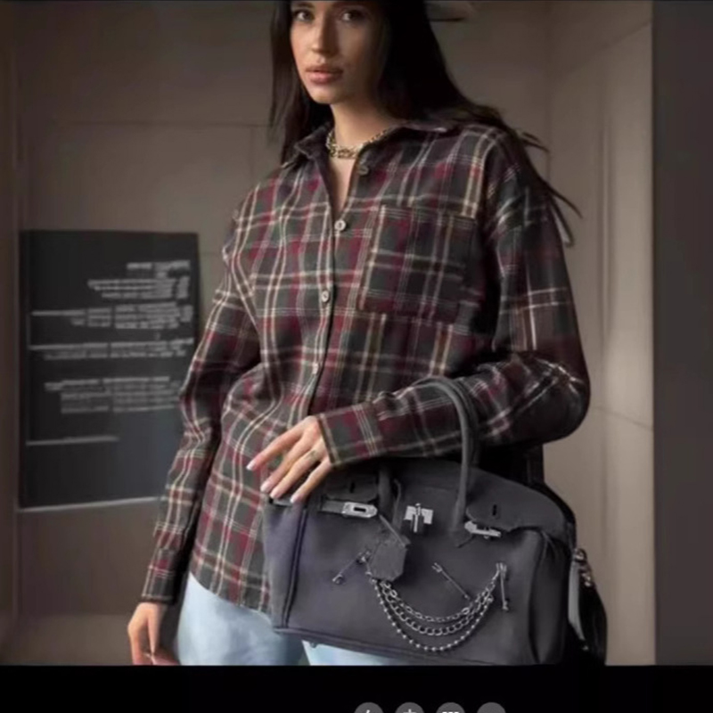Women'S Formal Wear Suit - 2025 Moda Baggy Ekose Kadın Bluz