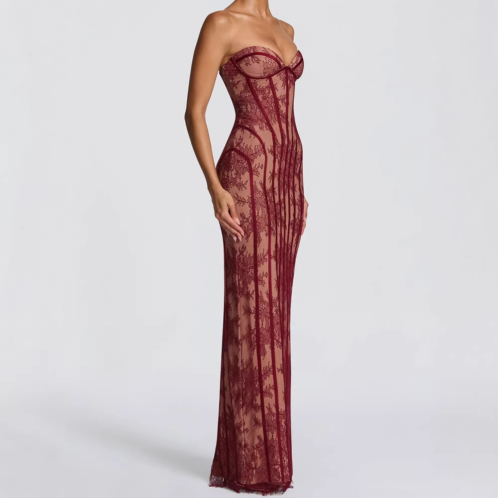 Formal Women'S Wear - Kadınlar için Straplez Dar Kesim Uzun