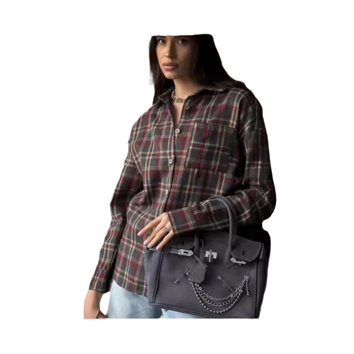 2025 Moda Baggy Ekose Kadın Bl - Women'S Formal Wear Suit incelemesi ve fiyatı
