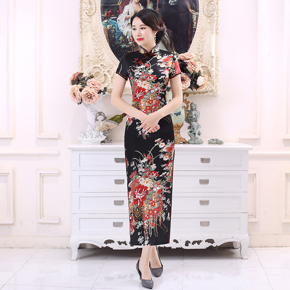 Klasik Saten Çin Elbisesi Uzun - Women'S Formal Traditional Wear incelemesi ve fiyatı